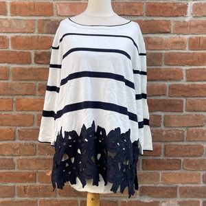 NWT Lane Bryant Striped Sweater with Floral Detail